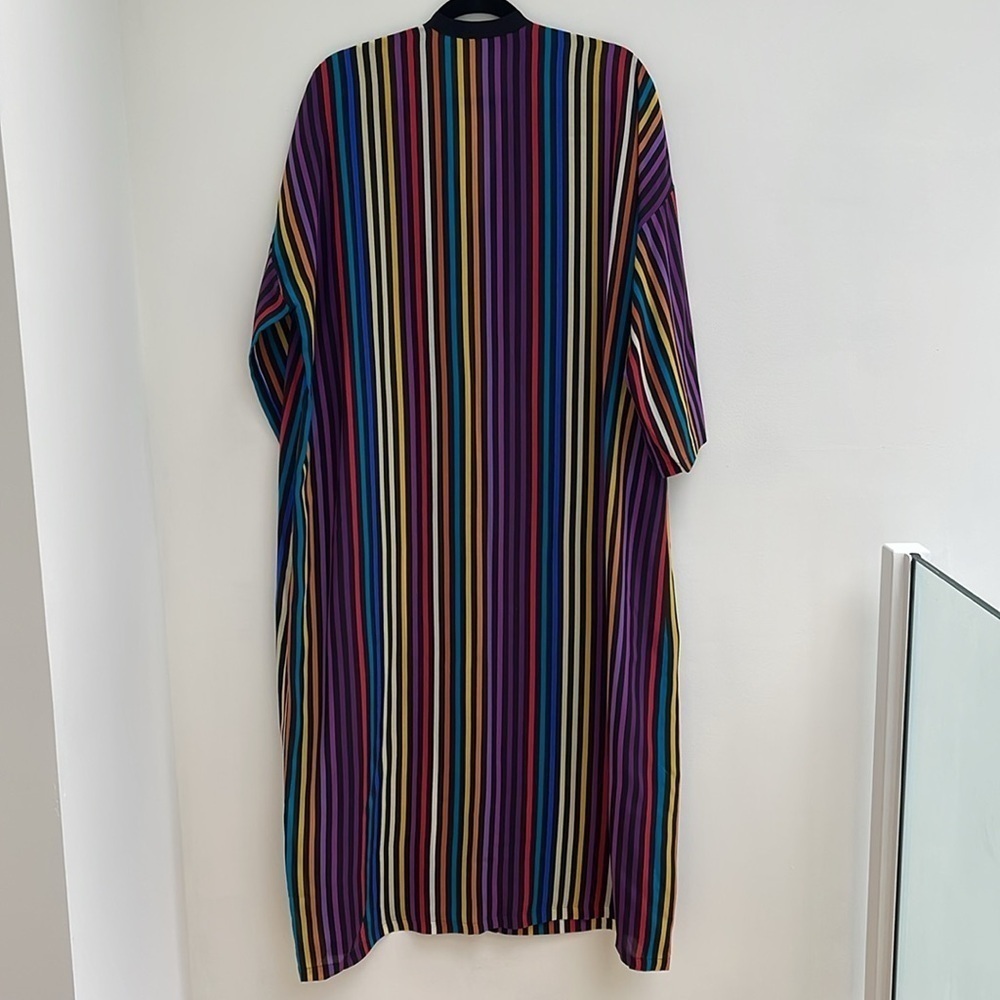 ETRO Colourful stripe 100% Silk oversized kaftan Dress size 40 S-L NEW - Picture 7 of 7